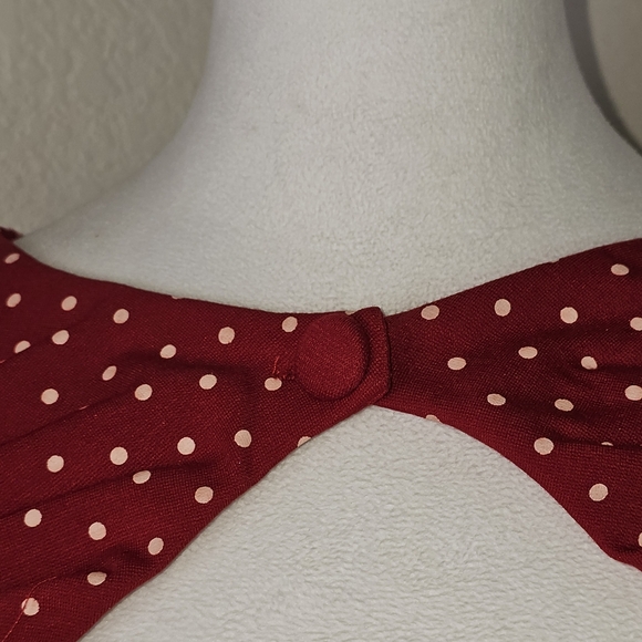 Unique Vintage Red and White Pencil Wiggle Cut Out Midi Dress W Belt SZ L Pin Up - Picture 4 of 15